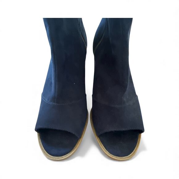 Mari A. Axle Navy Blue Peep-Toe Faux Suede Ankle Bootie Boot Size 10 - Picture 5 of 9